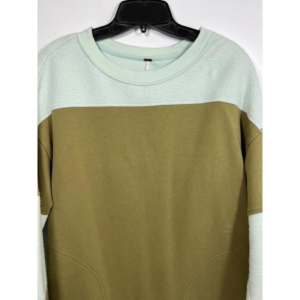 Free People Jordan Oversized Colorblock Terry Pullover Hazel Sz S - Picture 2 of 9